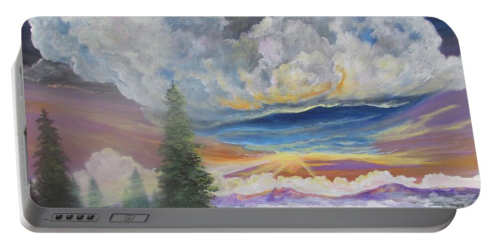  Portable Battery Charger featuring the painting The Hunt by Dave Farrow