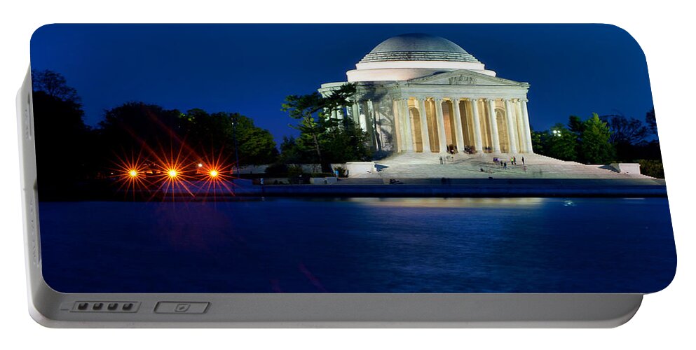 America Portable Battery Charger featuring the photograph The Jefferson Memorial at the Blue Hour of Twilight by Mitchell R Grosky