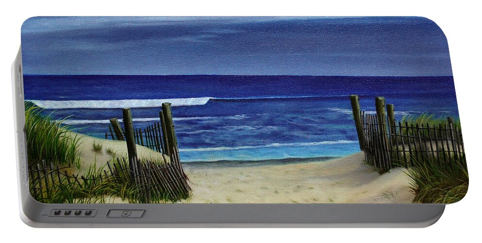 Beach Portable Battery Charger featuring the painting The Jersey Shore by Daniel Carvalho