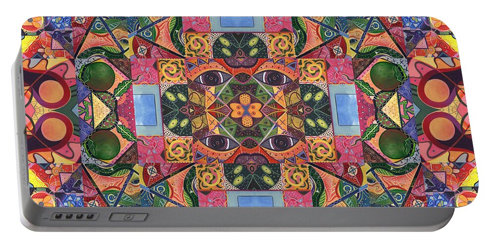 Organic Portable Battery Charger featuring the digital art The Joy of Design Mandala Series Puzzle 2 Arrangement 2 by Helena Tiainen