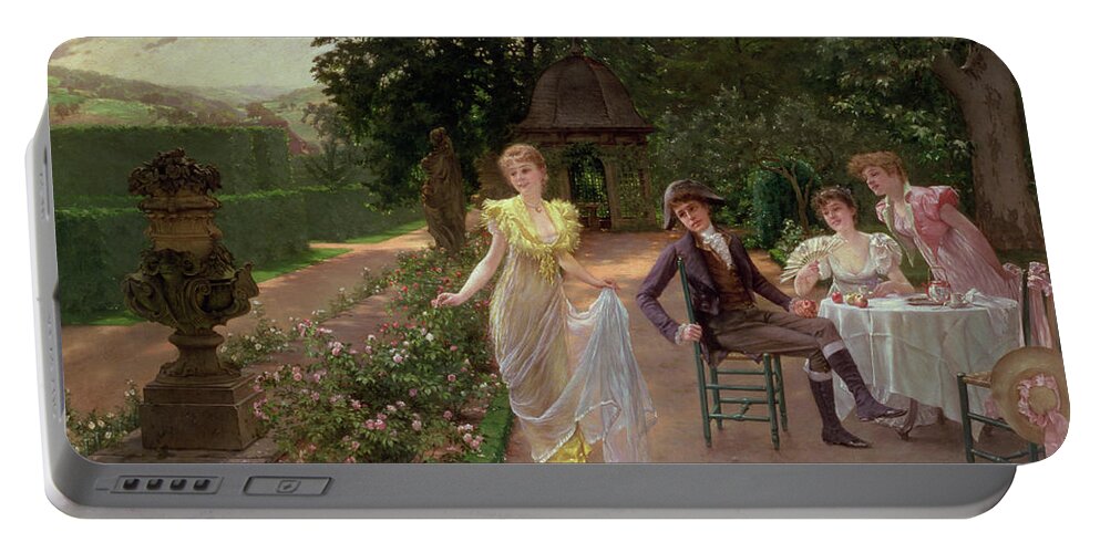 Table Portable Battery Charger featuring the painting The Judgement of Paris by Hermann Koch