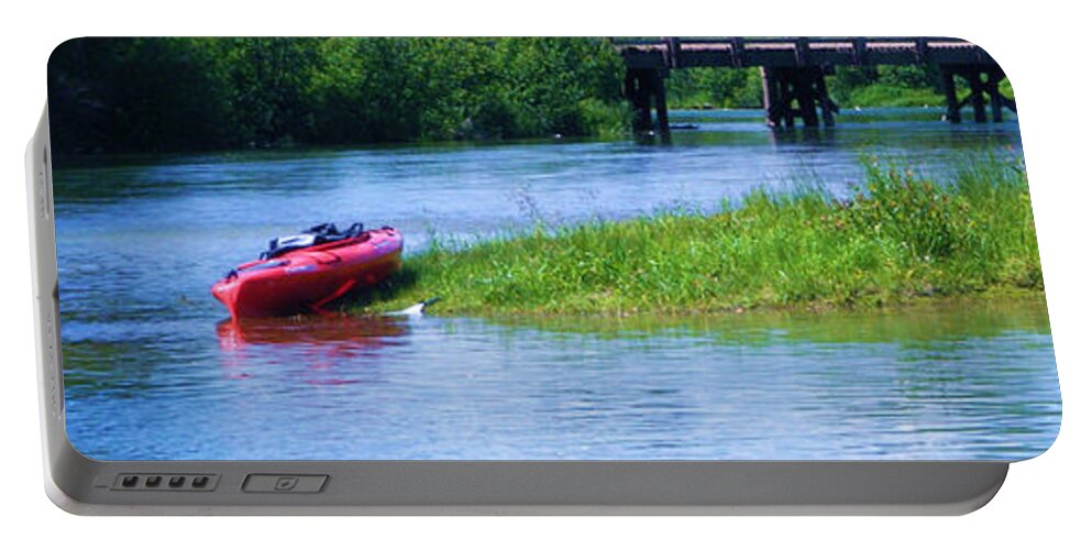 Photograph Portable Battery Charger featuring the photograph the Kayaks by Marianne NANA Betts