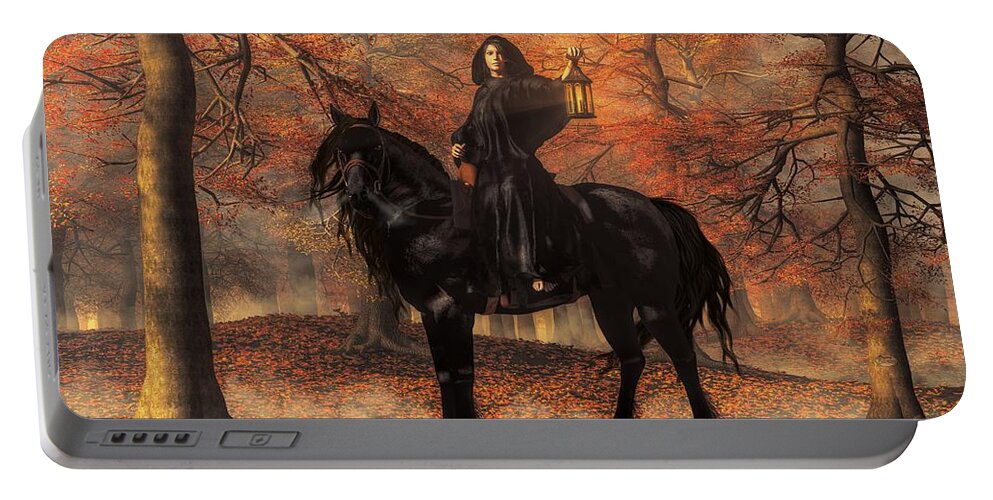 Lady Of Halloween Portable Battery Charger featuring the digital art The Lady of Halloween by Daniel Eskridge