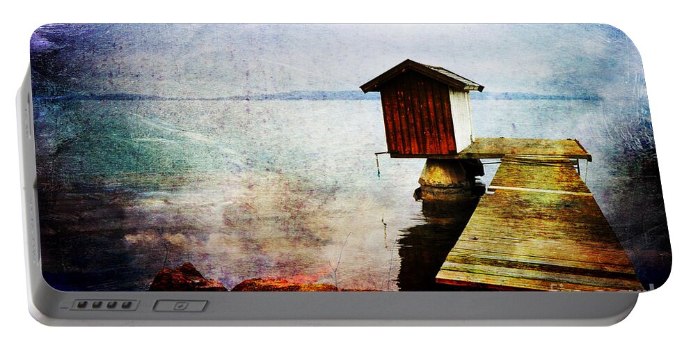 Textures Portable Battery Charger featuring the photograph The Little Bath House by Randi Grace Nilsberg