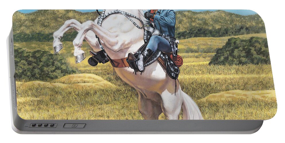 Portrait Portable Battery Charger featuring the painting The Lone Ranger by Dick Bobnick