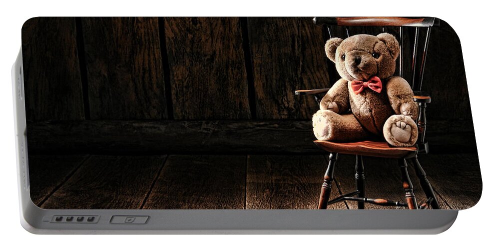 Teddy Portable Battery Charger featuring the photograph The Lonely Forgotten Bear by Olivier Le Queinec