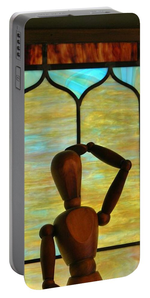 Stained Glass Portable Battery Charger featuring the photograph The Lookout by Jean Goodwin Brooks