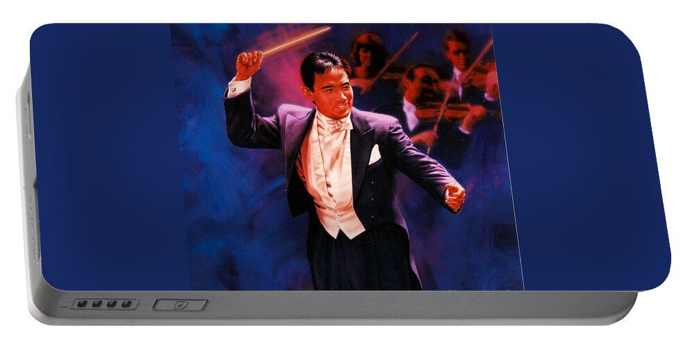 Portrait Portable Battery Charger featuring the painting The Maestro by Dick Bobnick