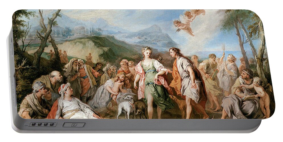 The Meeting Of Habrokomes Portable Battery Charger featuring the painting The Meeting of Habrokomes by Jacopo Amigoni