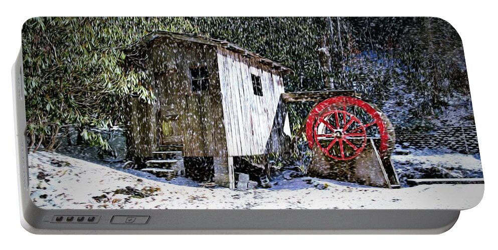 Snow Portable Battery Charger featuring the photograph The Mill by Bill Howard