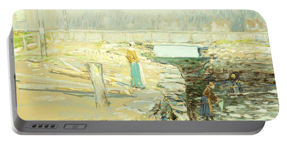 Agricultural; Agriculture; Peasants Portable Battery Charger featuring the painting The Mill Dam Cos Cob by Childe Hassam