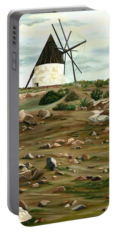 Mill Portable Battery Charger featuring the painting The Mill by Angeles M Pomata