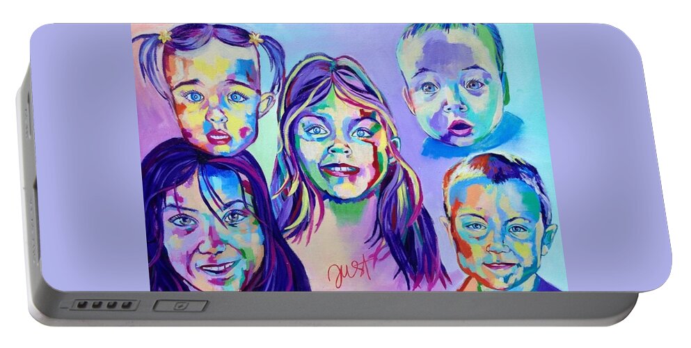  Portable Battery Charger featuring the painting The Moore's by Janice Westfall