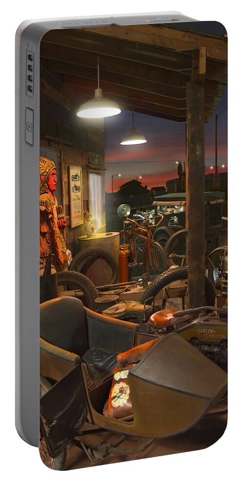 Motorcycle Portable Battery Charger featuring the photograph The Motorcycle Shop 2 by Mike McGlothlen