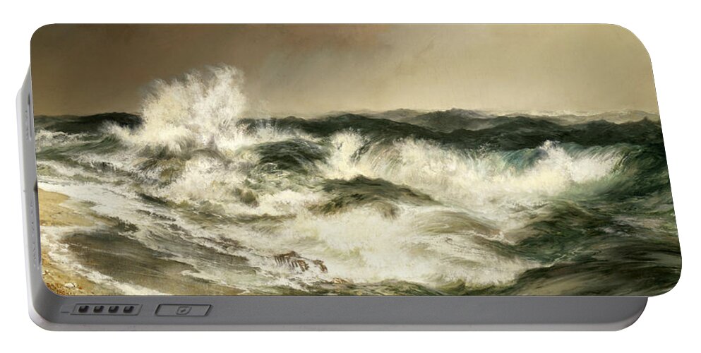 Thomas Moran Portable Battery Charger featuring the painting The Much Resounding Sea by Thomas Moran