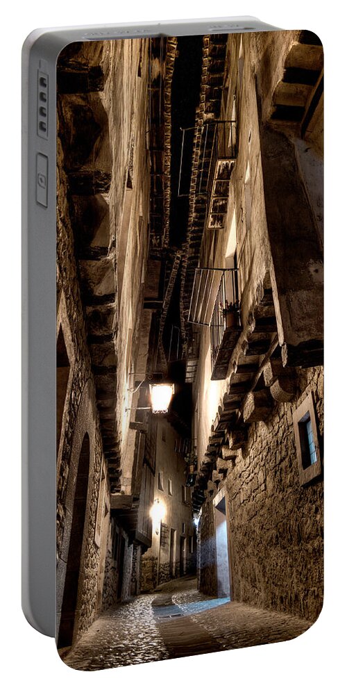 Narrow Street Portable Battery Charger featuring the photograph Narrow street in Albarracin by Weston Westmoreland