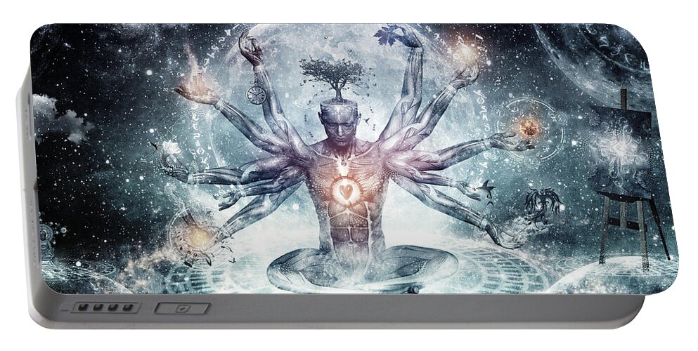 Cameron Gray Portable Battery Charger featuring the digital art The Neverending Dreamer by Cameron Gray
