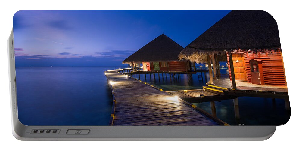 Maldives Portable Battery Charger featuring the photograph The Night Awakes by Hannes Cmarits