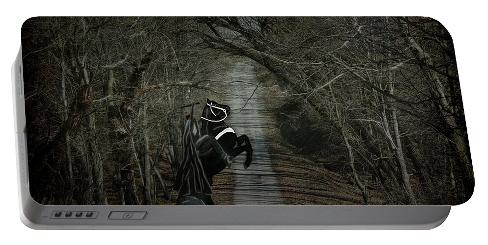 Horse Portable Battery Charger featuring the digital art The Nightmare by Davandra Cribbie