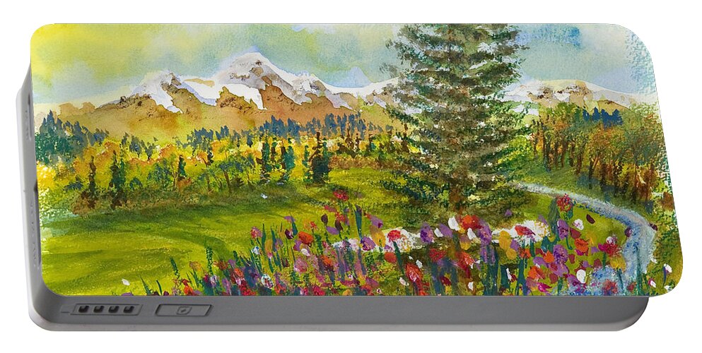 Golf Portable Battery Charger featuring the painting The Ninth Hole by Walt Brodis