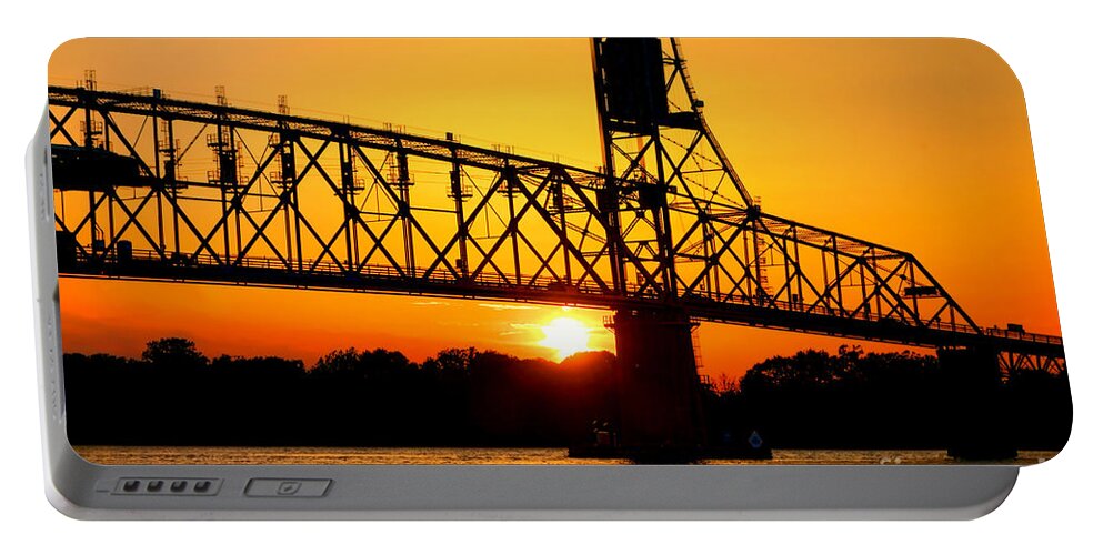 Bridge Portable Battery Charger featuring the photograph The Old Mighty Span by Olivier Le Queinec