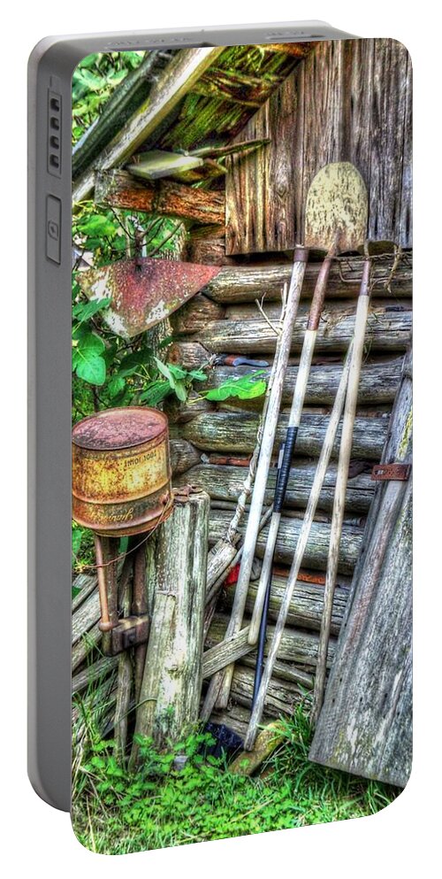 100 Years Old Portable Battery Charger featuring the photograph The Old Tool Shed by Lanita Williams