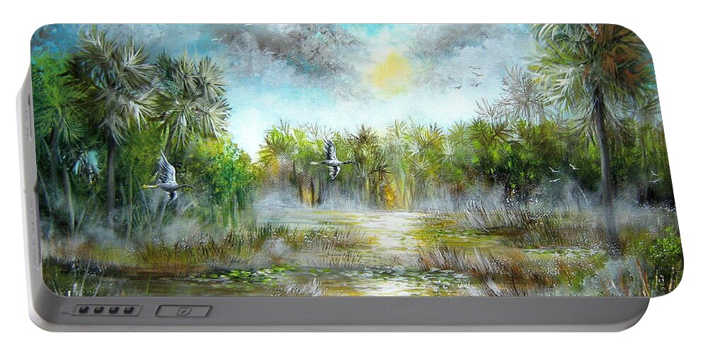 Love Portable Battery Charger featuring the painting Everglades by Bella Apollonia