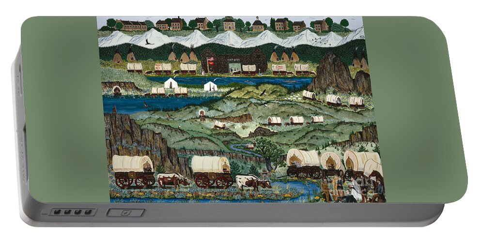Oregon Trail Portable Battery Charger featuring the painting The Oregon Trail by Jennifer Lake