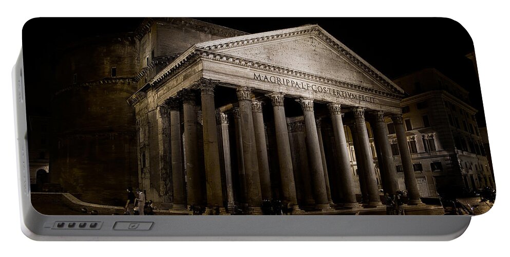 Pantheon Portable Battery Charger featuring the photograph The Pantheon at night by Weston Westmoreland