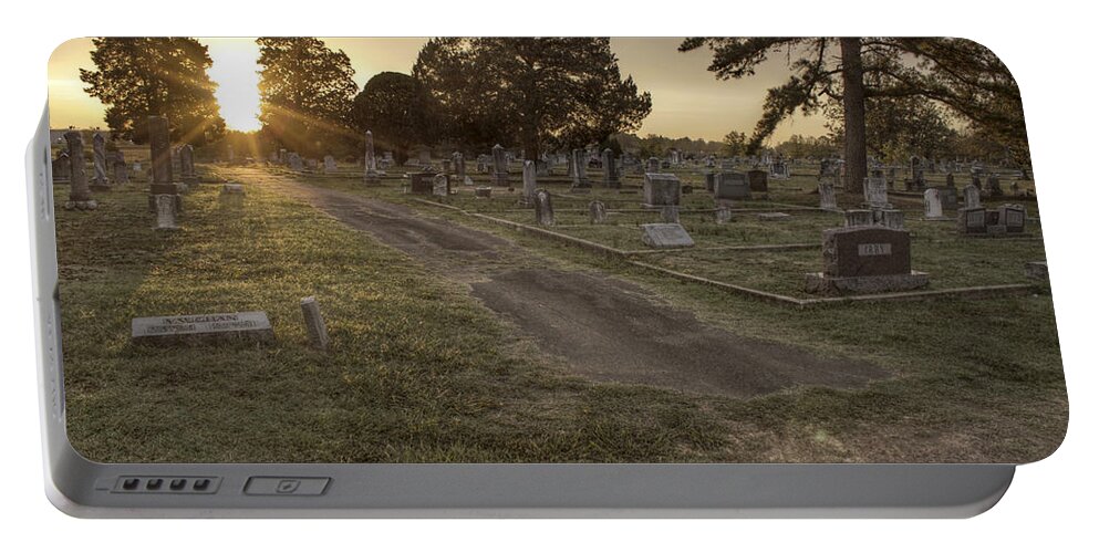 Cemetery Portable Battery Charger featuring the photograph The Path to Light by Jason Politte
