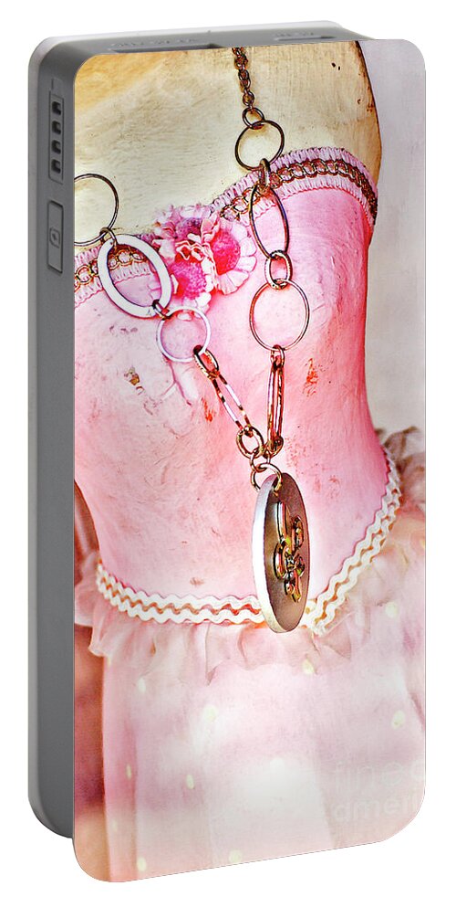 Dress Portable Battery Charger featuring the photograph The Pink Tutu Dress with the Fleur de Lis by Kathleen K Parker