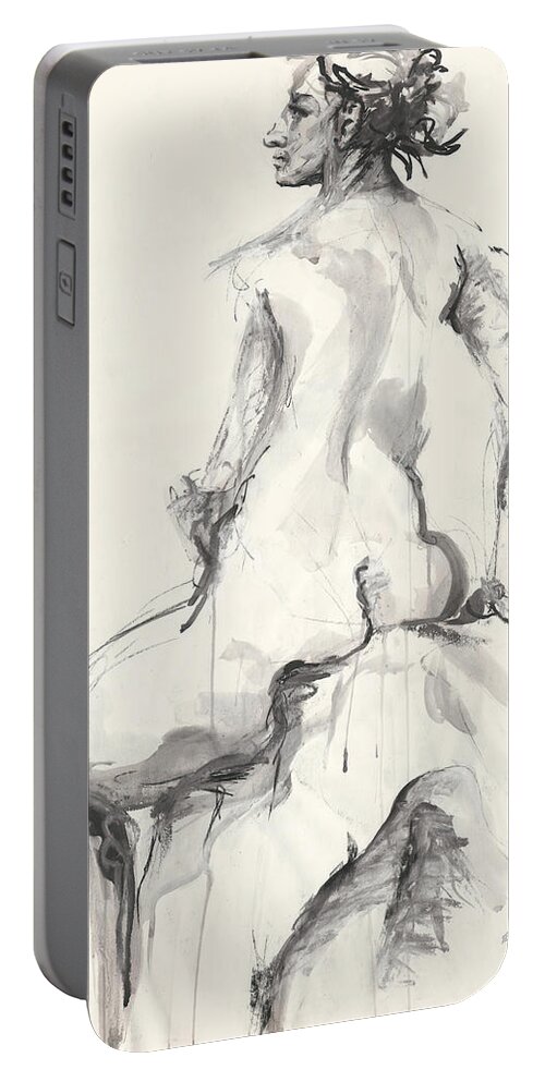 Pose Portable Battery Charger featuring the drawing The Pose by Melinda Dare Benfield