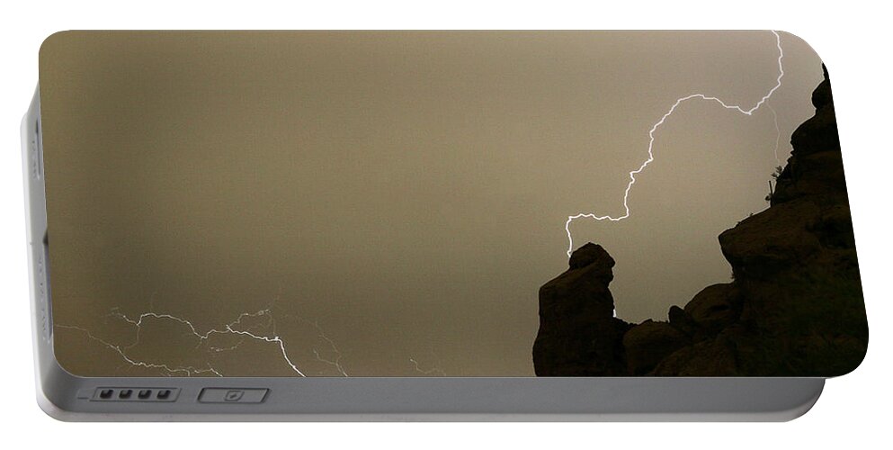 Praying Monk Portable Battery Charger featuring the photograph The Praying Monk Lightning Strike by James BO Insogna