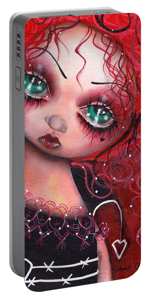 Alice In Wonderland Portable Battery Charger featuring the painting The Queen by Abril Andrade
