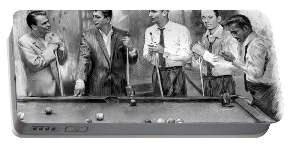 The Rat Pack Portable Battery Charger featuring the drawing The Rat Pack by Viola El