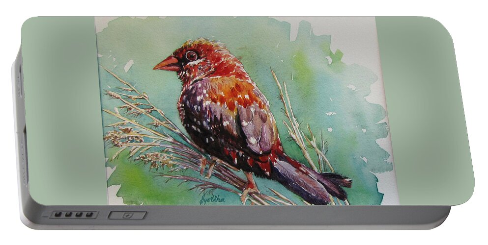 Bird Portable Battery Charger featuring the painting The Red Bird by Jyotika Shroff