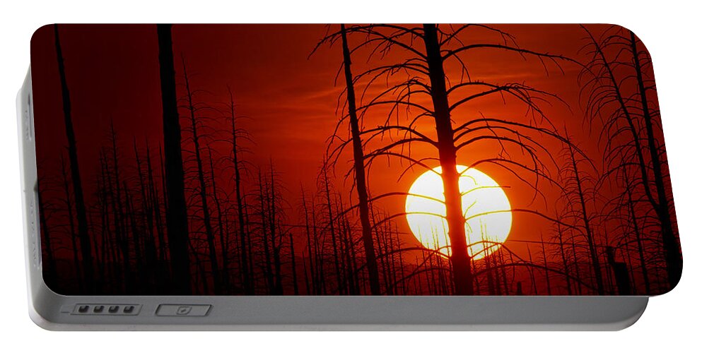 Buffalo Creek Fire Photograph; Buffalo Creek Fire Canvas Print; Red Sun Photograph Portable Battery Charger featuring the photograph The Red Planet by Jim Garrison