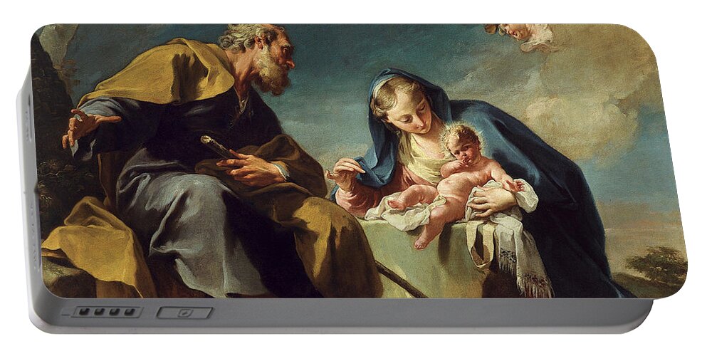 Giambattista Pittoni Portable Battery Charger featuring the painting The Rest on the Flight into Egypt by Giambattista Pittoni