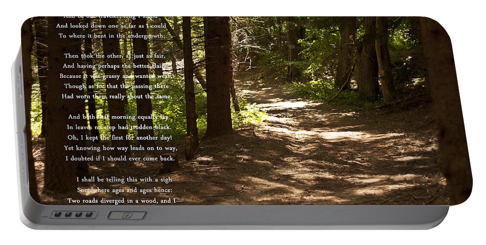 The Road Not Taken Portable Battery Charger featuring the photograph The Road Not Taken - Robert Frost Path in the Woods by Georgia Fowler