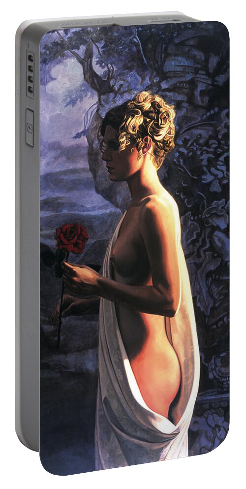 Whelan Art Portable Battery Charger featuring the painting The Rose by Patrick Whelan