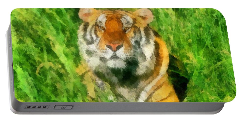 Tiger Portable Battery Charger featuring the digital art The Royal Bengal Tiger by Maciek Froncisz