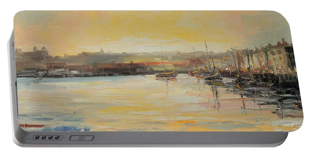 Scarborough Portable Battery Charger featuring the painting The Scarborough Harbour by Luke Karcz