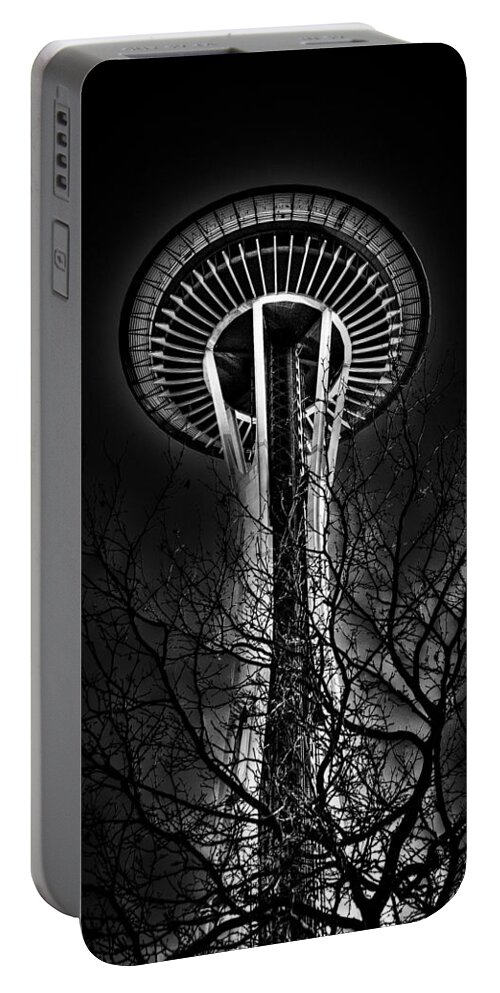 The Seattle Space Needle At Night Portable Battery Charger featuring the photograph The Seattle Space Needle at Night by David Patterson