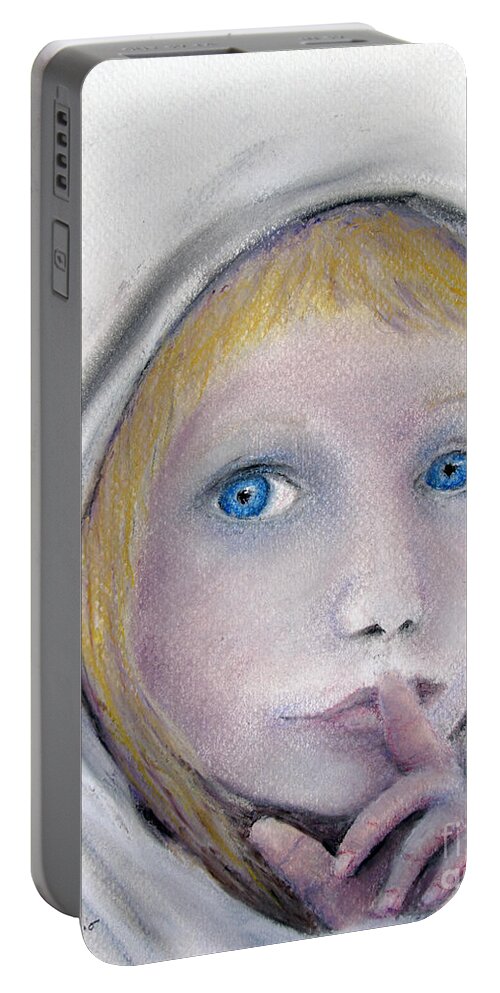 Portrait Portable Battery Charger featuring the painting The Secret by Loretta Luglio