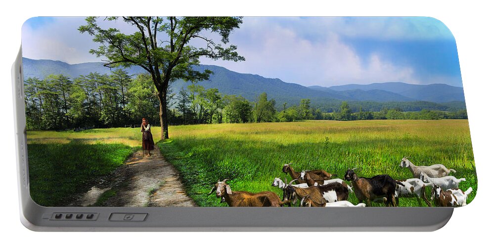 Cades Portable Battery Charger featuring the photograph The Shepherdess by Debra and Dave Vanderlaan