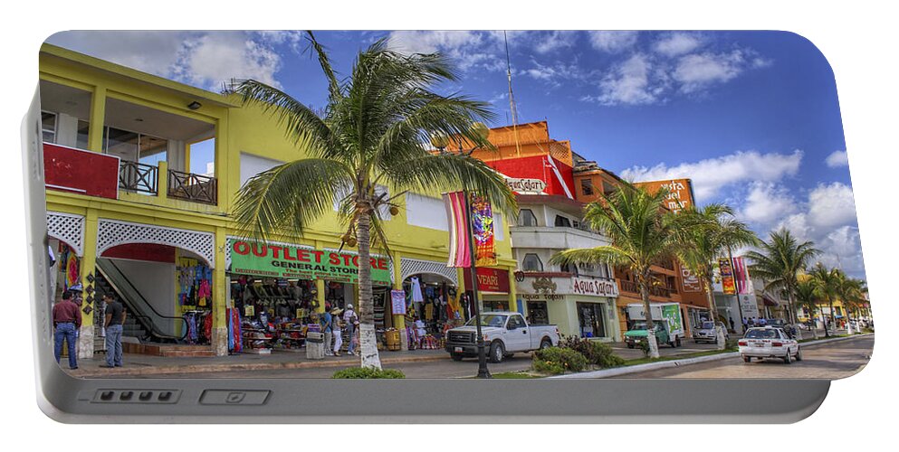 Cozumel Portable Battery Charger featuring the photograph The Shops of Cozumel by Jason Politte