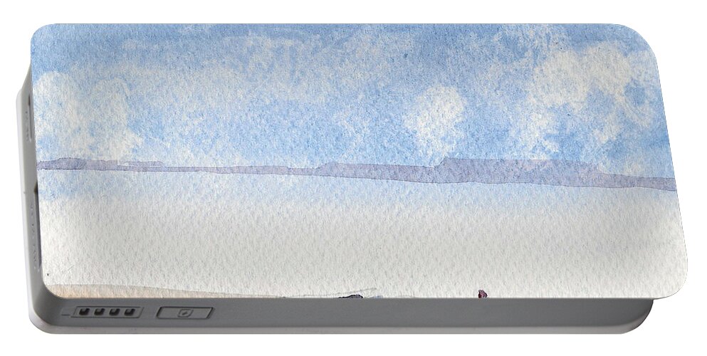 Boats Portable Battery Charger featuring the painting The Shore by Asha Sudhaker Shenoy
