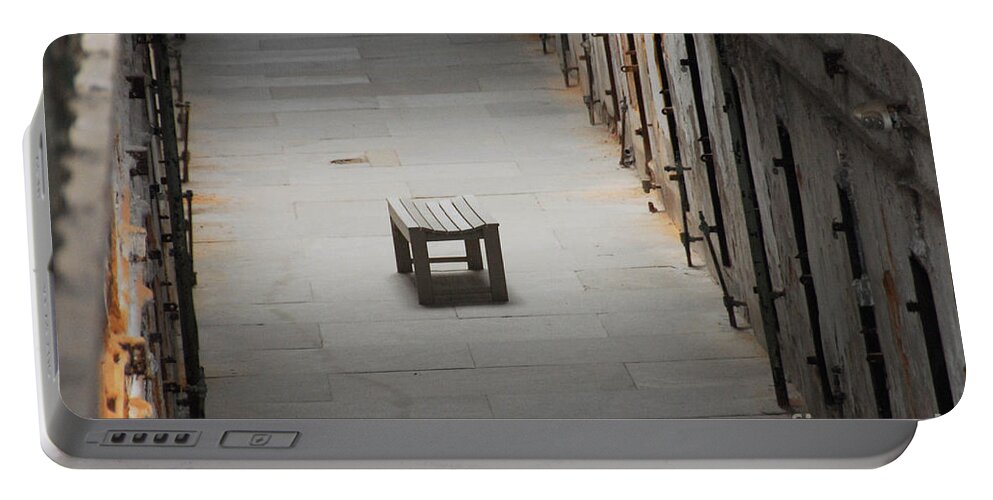 Prison Portable Battery Charger featuring the photograph The Solitary Seat by Cindy Manero