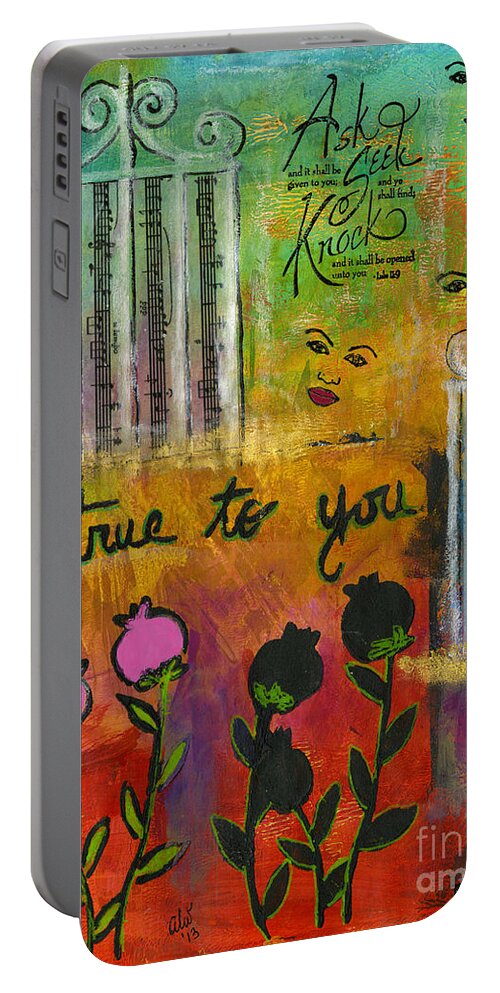 Women Portable Battery Charger featuring the mixed media The Song of My Own Belief by Angela L Walker