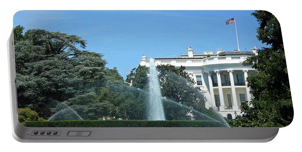 White Portable Battery Charger featuring the photograph The South Lawn Of The White House by Cora Wandel